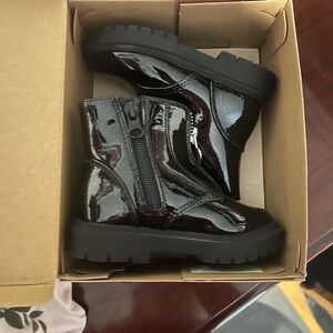 Cat & Jack Shiny Black Kids Boots